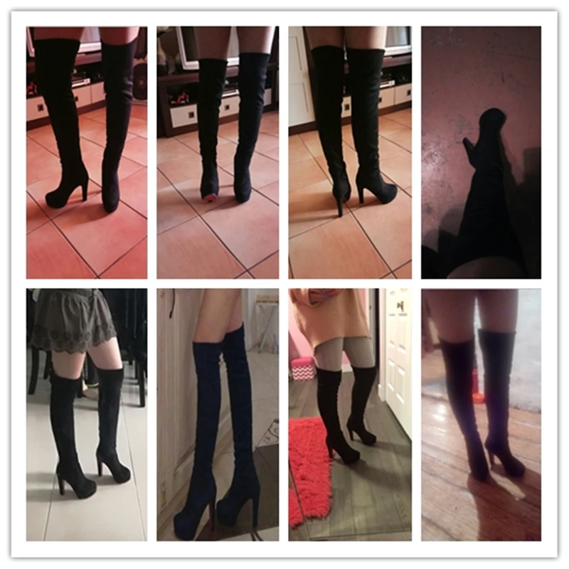 JIANBUDAN/женские эластичные сапоги женские ботфорты на высоком каблуке; сезон осень-зима г. Модные пикантные высокие сапоги до бедра размеры 34-39