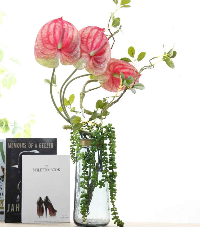3D смешанные цвета антуриум комнатное искусственное растение для свадебной вечеринки Декоративные искусственные цветы домашний декор