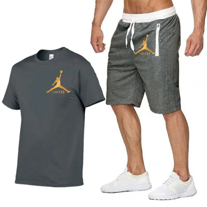 Новые мужские комплекты футболок FIL брендовые летние костюмы с принтом Повседневная мужская футболка спортивные костюмы комплект мужской футболки Модная одежда