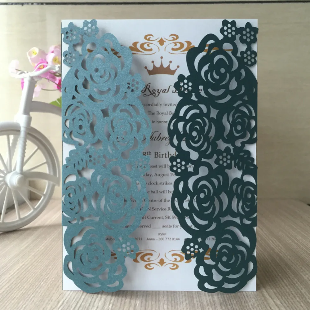 1969 13 De Réductionstyle Coréen Beauté Rose Fleur Personnalisé Invitation De Mariage Carte Vip Rsvp Carte Dimpression Laser Découpé Classique