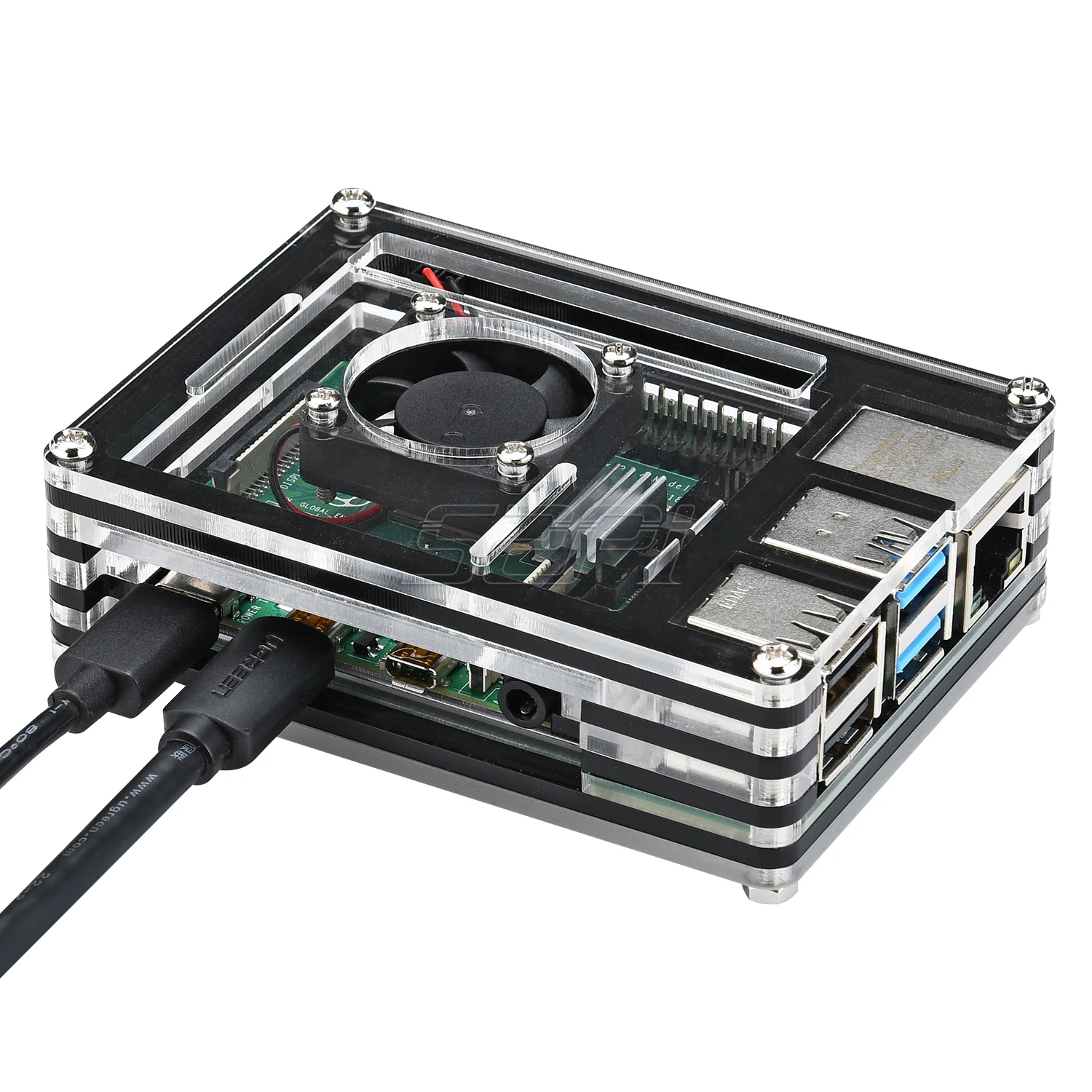 52Pi акриловый прозрачный/прозрачный и черный чехол для Raspberry Pi 4 Модель B с
