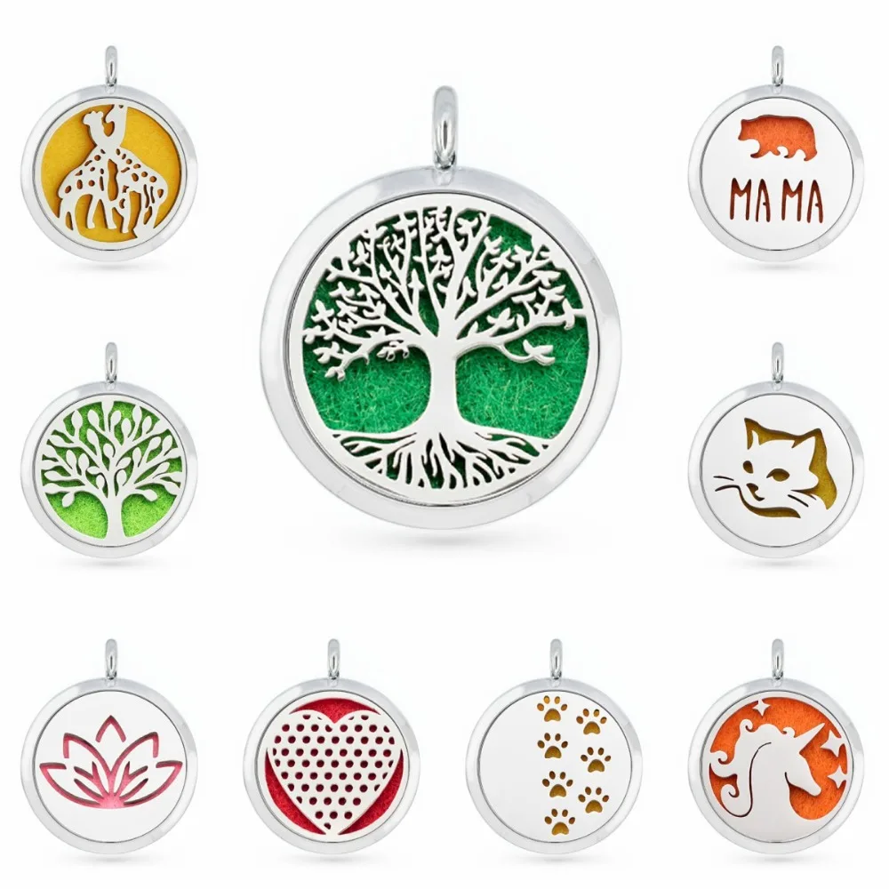 

more options 10 pcs felt pads family tree mouse head wolf unicorn 25mm/30mm magnetic diffuser perfume oil locket with necklace
