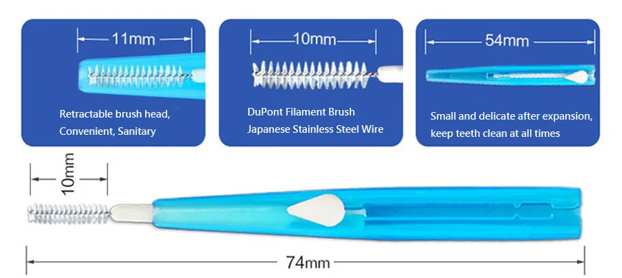 Уход за полостью рта Push-pull щетки для межзубного пространства уход за деснами индивидуально упакованы 10 шт./пакет зубная щетка чистая уход за полостью рта зубочистка