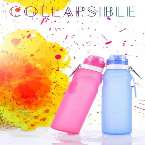 

600ml Silicone Folding Water Cup With Handle Heat Resistant Cover Retractable