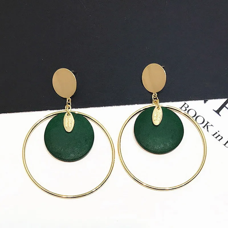 

Simple Geometric Exaggerated Earring Retro Minimalist Women EarringBoucle D'oreille Femme Jewelry Long Wood Earrings Jewellery