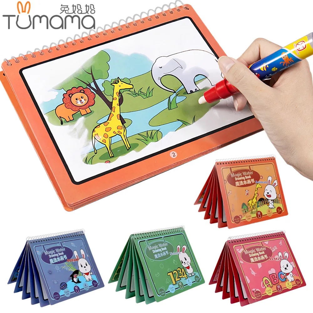 

Tumama Magic Water Drawing Book Animal Marine Life Number Letter Magic Coloring Book Doodle Painting Board Drawing Toys For Kids