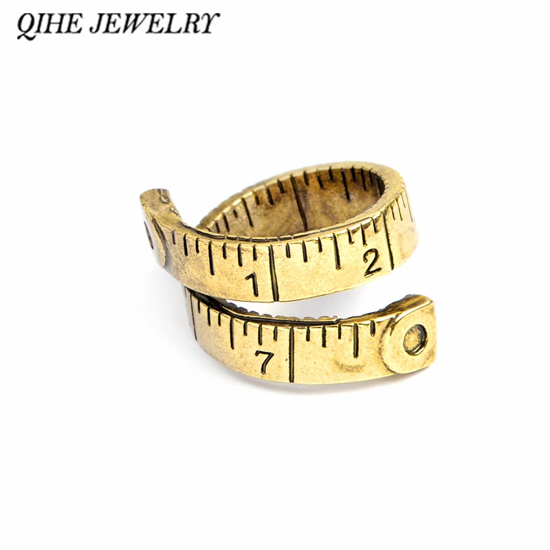 QIHE font b JEWELRY b font Ancient Gold Silver Color Measuring Tape Explore Ruler Wrap Cuff