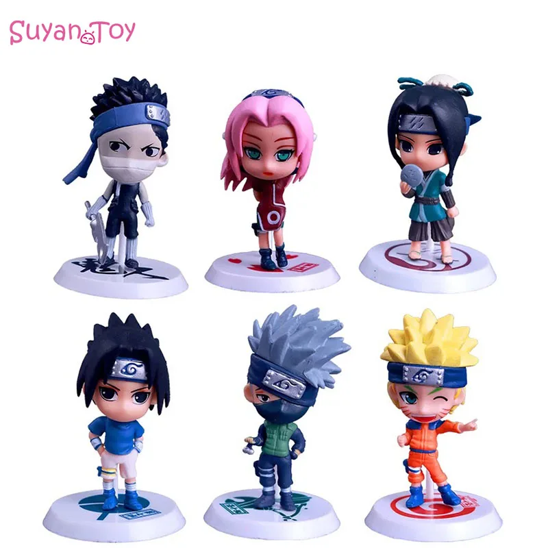 6pcs/Set Naruto Sasuke Uzumaki Anime Figure Toy Sakura Hatake Kakashi Iruka Japan Collections Gifts Toys Mini Model Doll | Игрушки и