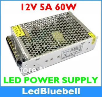 

20pcs/lot, LED Lighting transformer,LED power supply 12V 5A 60W for led strip [LedBluebell ]