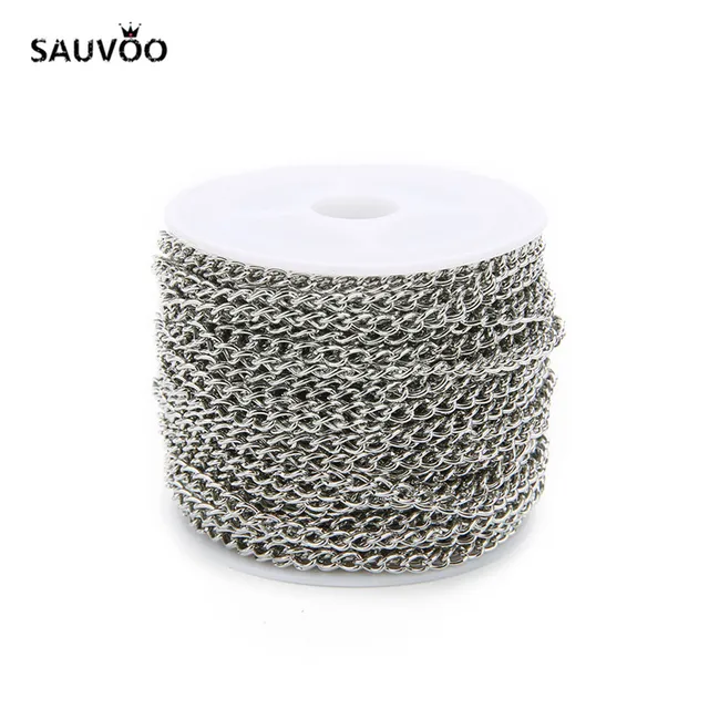 10 Yard/roll 3x4mm Black Gold Rose Gold Rolo Bulk Chain Fit DIY Women Men Chain Pendant Necklace Jewelry Making Finding Supplier rhodium