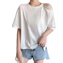 T-shirt New style summer dress cotton fashion shoulder-less T-shirt short sleeve loose neck skirt shoulder jacket half sleeve T-shirt New style summer dress cotton fashion shoulder-less T-shirt short sleeve loose neck skirt shoulder jacket half sleeve
