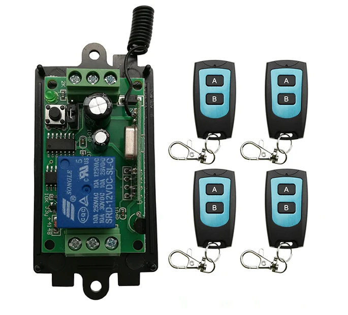 

DC 9V 12V 24V 1 CH 1CH Radio Controller RF Wireless Relay Remote Control Switch Transmitter+Receiver Garage Doors /window /lamp