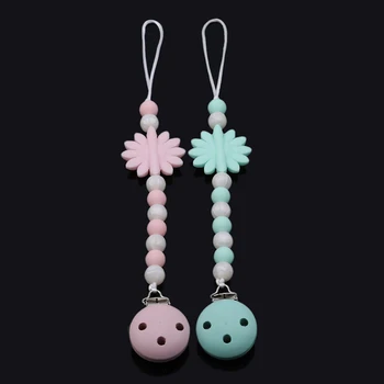 

Silicone Baby Pacifier Clip Colorful Bead Pacifier Chain For Baby Teething Soother Chew Toy Dummy Clips Newborn Teether Holder