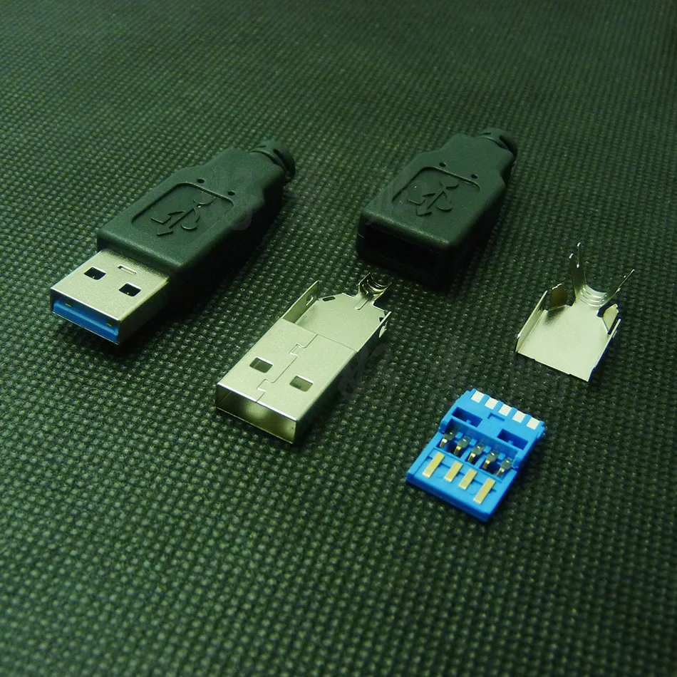 

10 Set DIY USB 3.0 A Type Male Assembly Adapter Connector Plug Socket Black Solder Plastic Shell