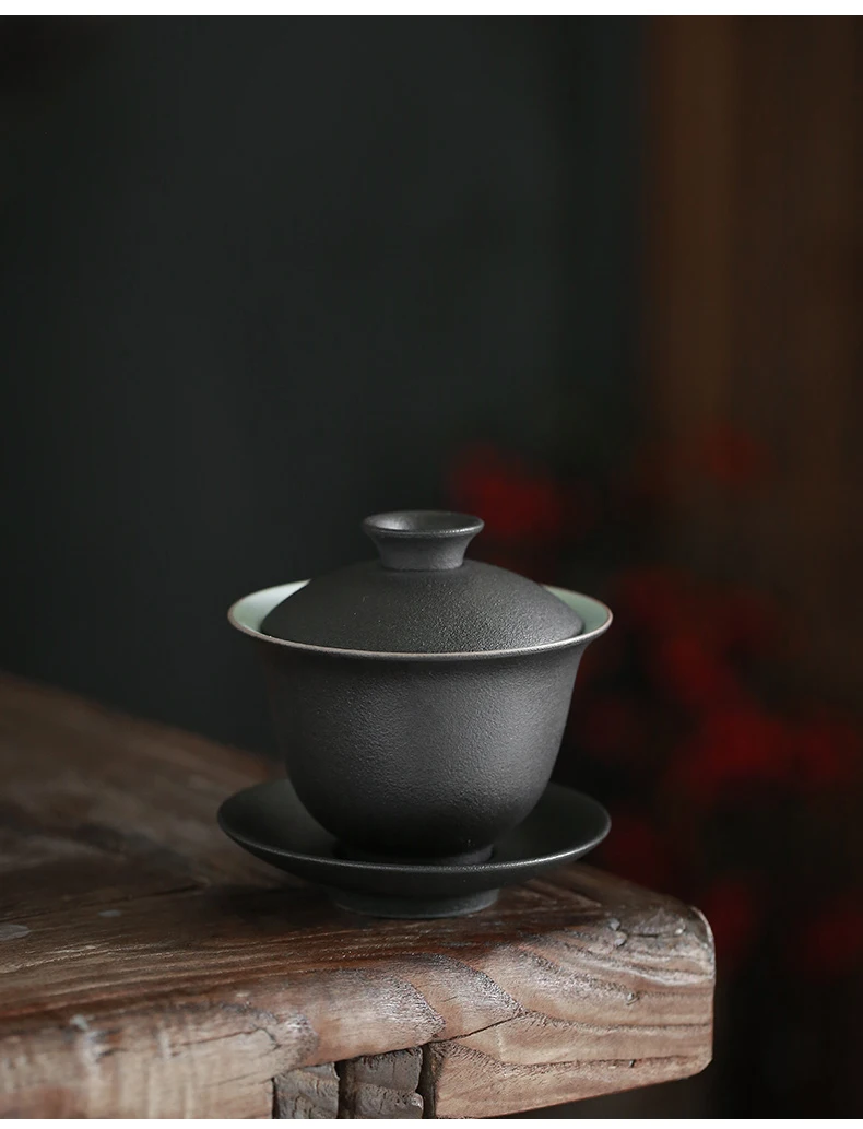 TANGPIN black crockery ceramic gaiwan tea cup chinese kung fu tea set drinkware 150ml