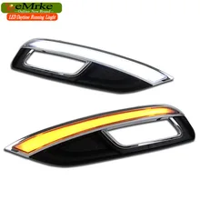 eeMrke Car LED DRL For Kia Cerato K3 2013 2014 Yellow Turn Signal Xenon White DRL Fog Cover Daytime Running Lights Kits
