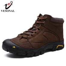 VESONAL/мужская повседневная обувь из натуральной кожи для мужчин; обувь для взрослых; Безопасная рабочая обувь; классические карго; мужские зимние качественные Прогулочные кроссовки