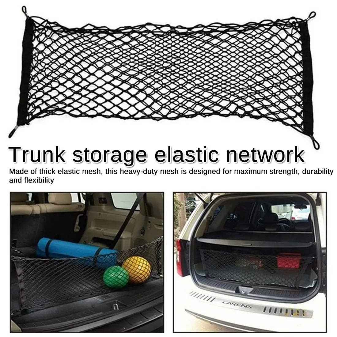 

Dewtreetali Universal Car Trunk Rear Cargo Organizer Storage Mesh Net Holder 4 Hooks Car Hoods Motorcycle Bags
