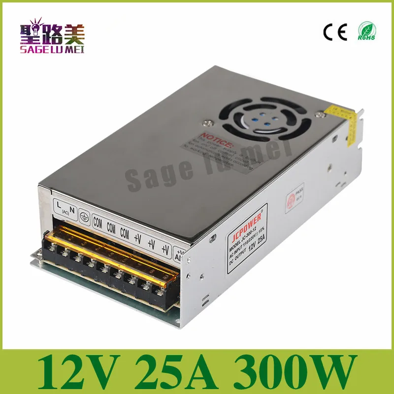 Output DC 12V 25A 300W AC to Universal Regulated Switch Power Supply Transformer For LED Strip Light Module Lamp 110/240V | Лампы и