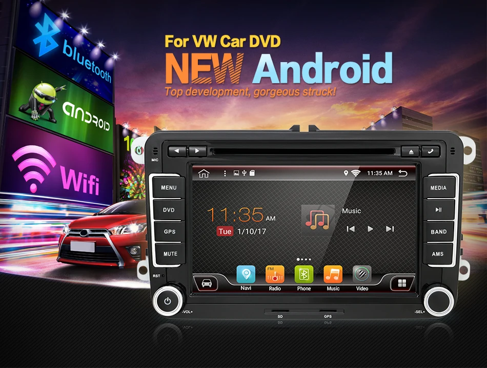 Bosion Android 2G+ 16G Автомобильная dvd-навигационная система Wifi+ Bluetooth+ Радио авторадио 2 Din для Volkswagen GOLF 4 5 6 POLO PASSAT TIGUAN