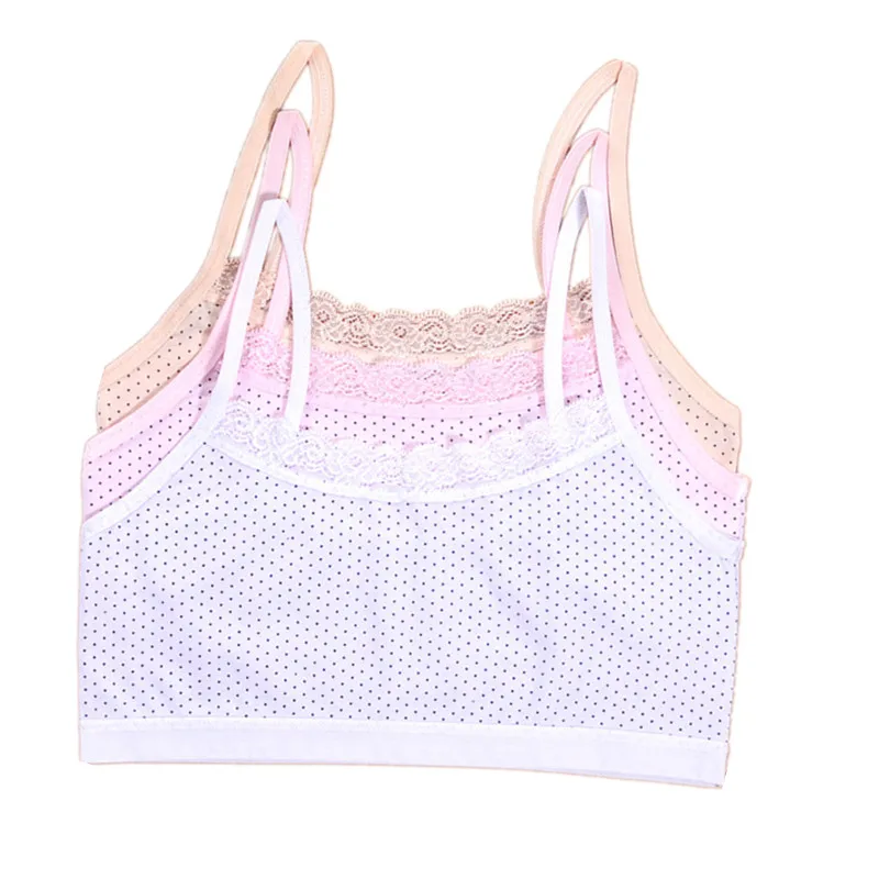 3pcs/lot girls Underwear Dots Print Training Bra For Girls White Sports