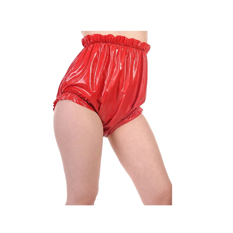 

100% Latex Lovers Sexy Shorts Rubber Underpants Women High Waist Red Briefs Size can be customized