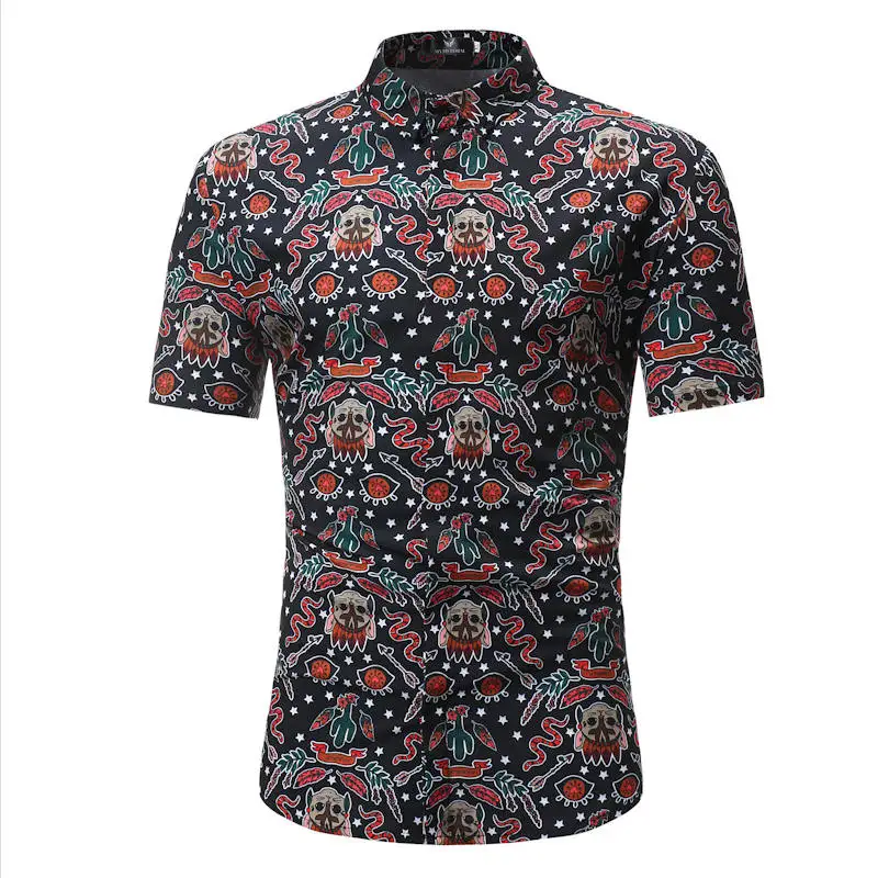 Гавайская рубашка мужская мужской Повседневное masculina печатных Пляжные рубашки короткий рукав модный бренд SizeM-3XL - Цвет: s106