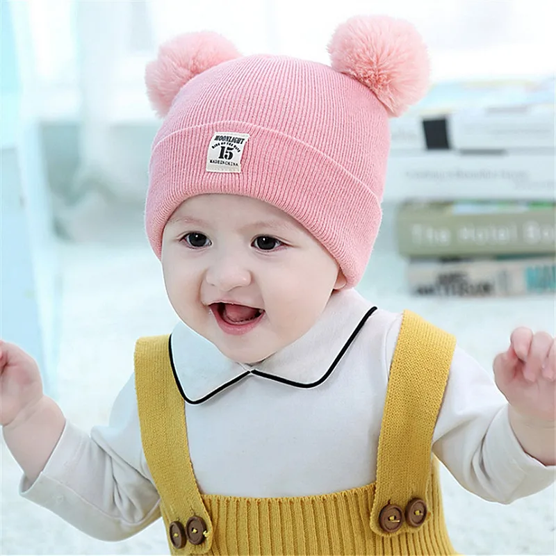 Fashion Baby Hat Knitted Winter Pom Pom Children Hat For Boys Girs Pom