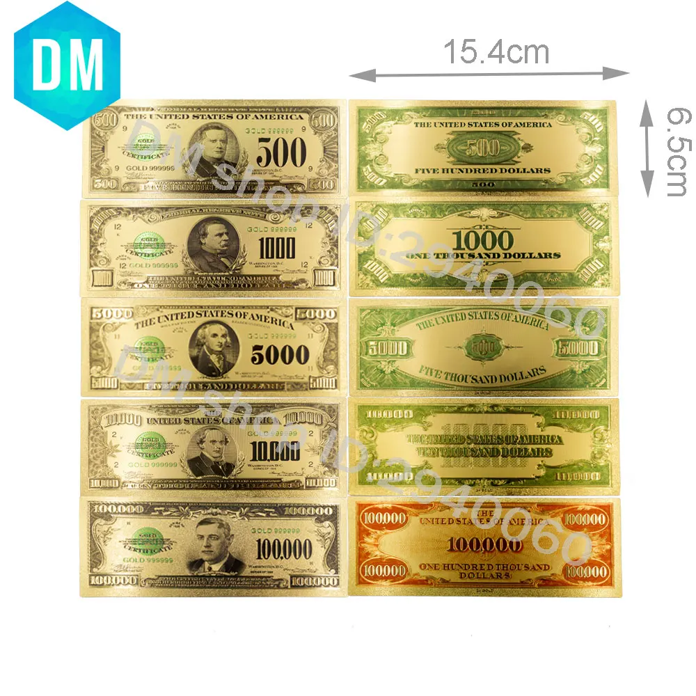 1918 Year American Dollar Bills 24k 999.9 Gold Plated US Fake Money Banknote Metal Crafts for Home Decor and Collection | Дом и сад