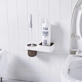 

2 Colors Toilet Cleaning Brush Set Punching-Free Wall-Mounted Brush Set With All-in-one Seamless Mounting Toilet Brush Holder J3