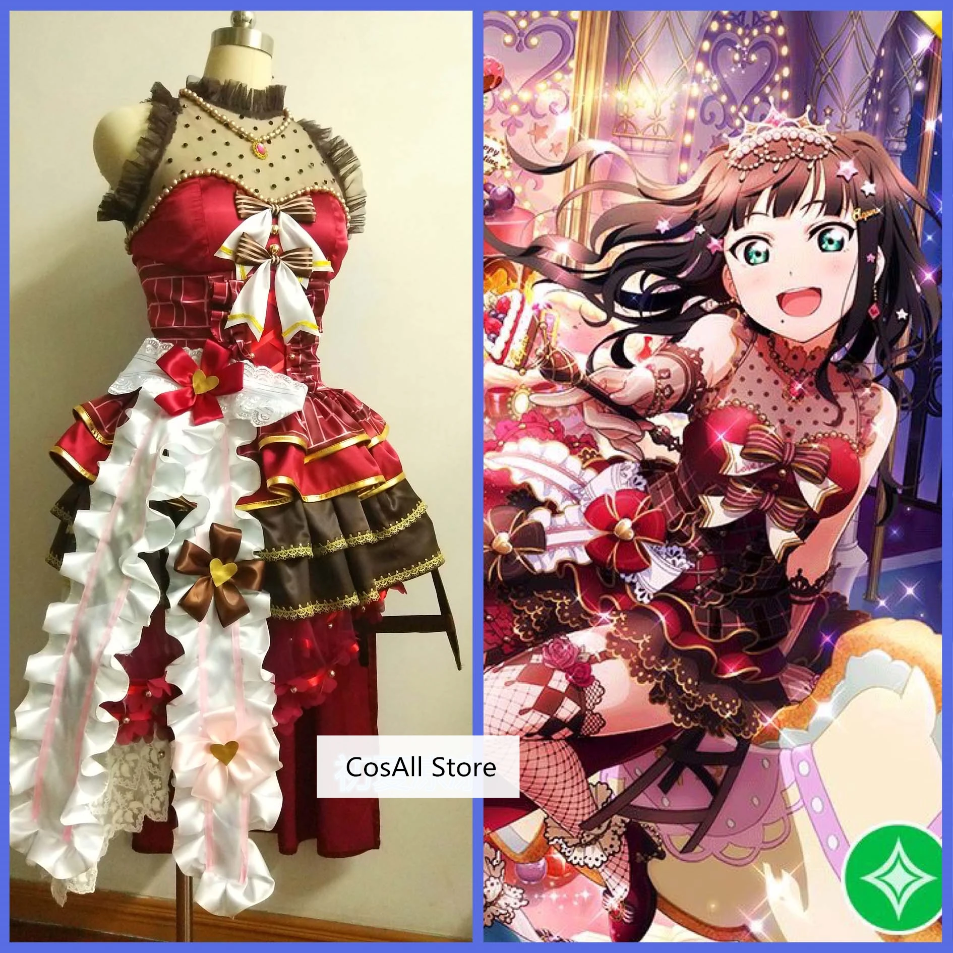 

LoveLive Sunshine Aqours Valentine's Day Kurosawa Dia Cosplay dress female Costume Custom made