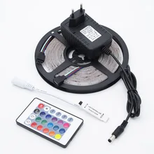 Водонепроницаемый IP65 RGB Светодиодные ленты 5 м 300led 3528 SMD+ 24key ИК-пульт гибкие с подсветкой Клейкие ленты DC 12 В украшения Лампы для мотоциклов