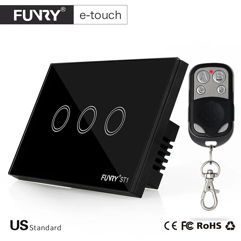 

FUNRY ST1 Latest Wall Switch, 3-Gang Touch Switch, Smart Home Light Switch with Wireless RF Remote Controller