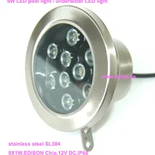 IP68, хорошее качество 9 Вт светодиодный прожектор, светодиодный свет бассейн, 12 В DC, DS-10-55-9W, нержавеющая сталь, 2 года гарантии, постоянное напряжение