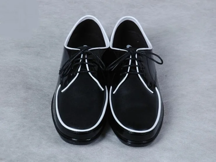 Lace Up Black Dance Shoes Round Toe Poppin Shoes With Low Heel New 2017