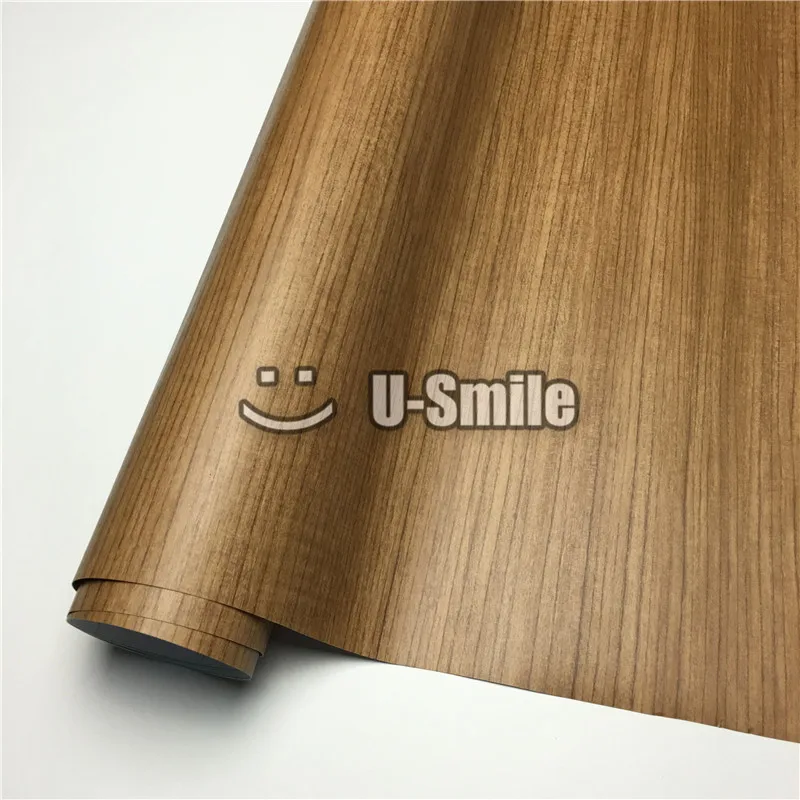 Teak Car Wood Grain Wrap PVC Wood Vinyl For Wall Furniture Car Interior