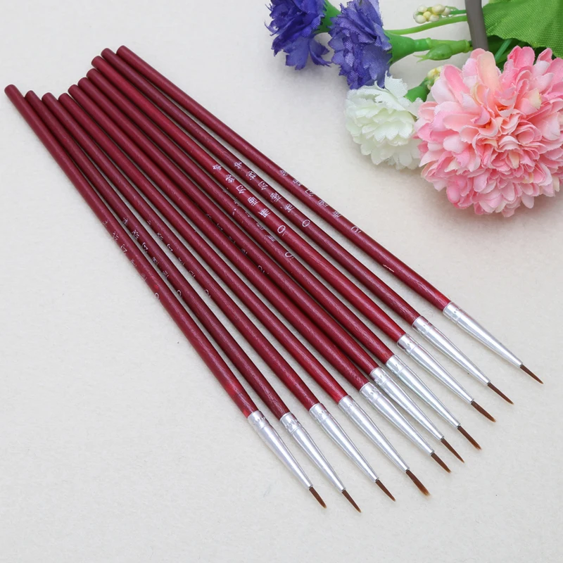 

10 Pcs/Set Fine Hand Painted Thin Hook Line Pen Art Supplies Drawing Art Pen Paint Brush Nylon Brush Acrylic Painting Pen