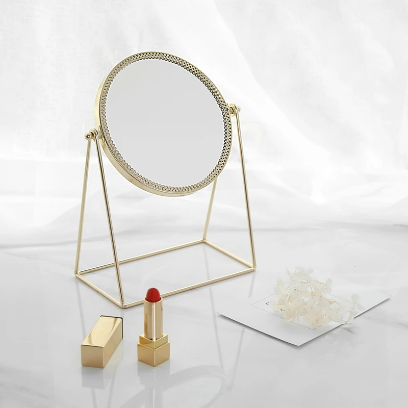 Скандинавское металлическое декоративное зеркало принцессы настольное зеркало для макияжа Золотое туалетное стекло туалетное зеркало для девочек домашний туалетный столик Декор