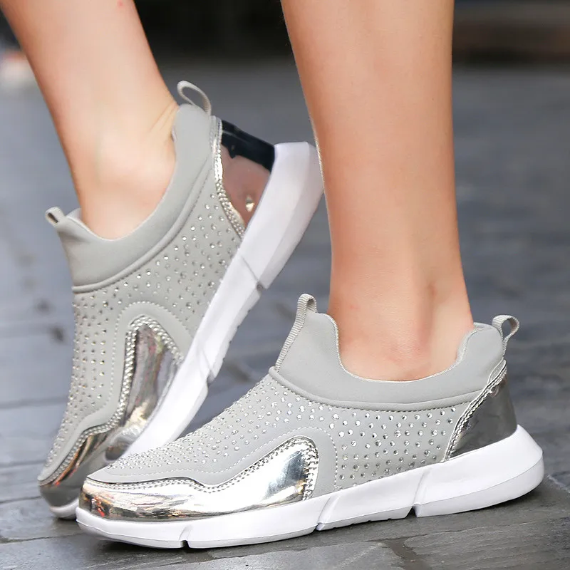 

Women Vulcanized Shoes Sports Mesh Flat Loafers Plus Size Flats Casual Walking Runing Breathable Sneakers For Female