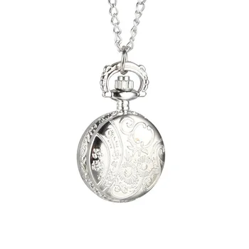 

Fashion Quartz Pocket Watch Alloy Chain Hollow Out Flower Flip Cover Vintage Pendant Watches for Women HSJ88