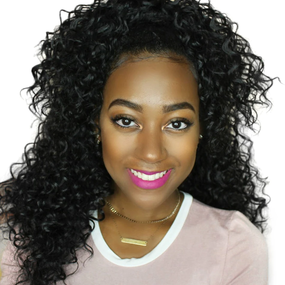 

Deep Wave 360 Lace Frontal Wigs 250 Density Curly Human Hair 360 Lace Wig with Bleached Knots Pre plucked Rosabeauty Remy Hair