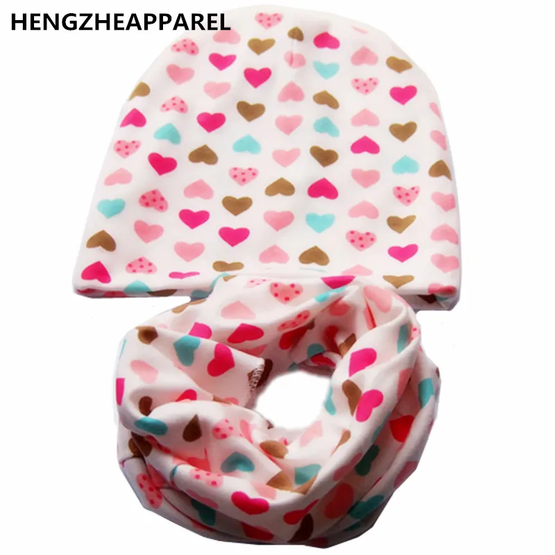 2017 new cotton star mouse xx army grid print infant baby beanie +scarf sets boys girls caps & collars suits children kids hats 
