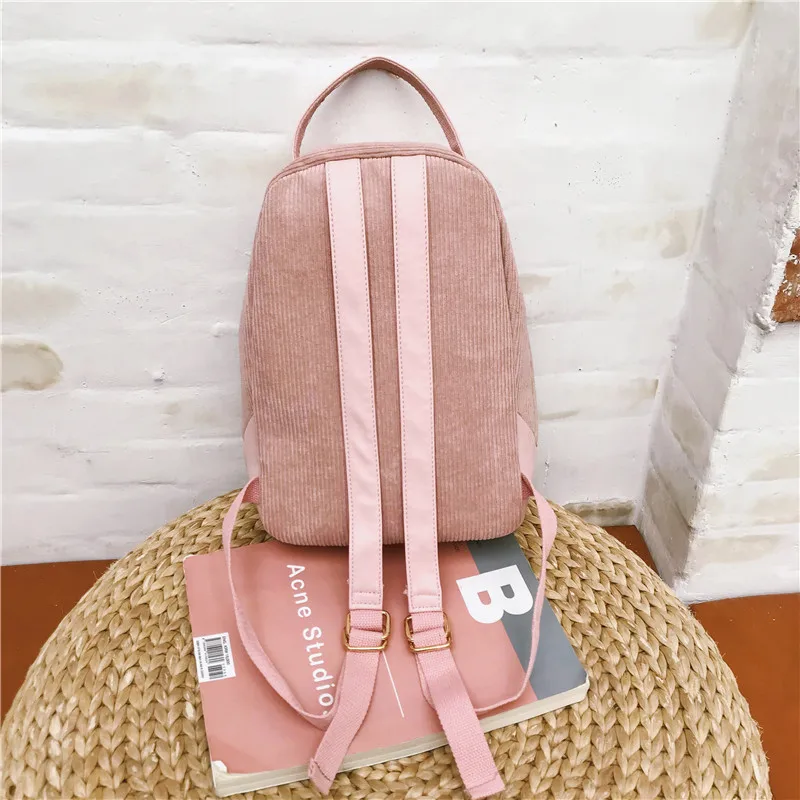 Menghuo 2 unids/set estilo Preppy de pana Mochila para mujer Mochila para las adolescentes nuevo estudiante libro bolsa de Mochila