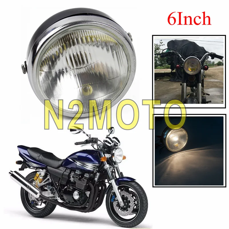 

6" 15W Halogen Motorcycle Headlight Vintage Round Head Light Front Headlights Lamp Universal for Honda JH70 Yamaha Cafe Racer