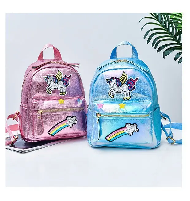 

2018 Cute unicorn sequin embroidery cartoon sac a dos girl backpack female student bag backpack leisure travel zipper bag