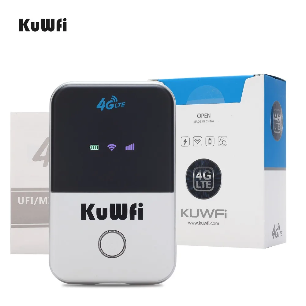 KuWFi 4G Wifi роутер мини LTE беспроводной роутер разблокированный 3g/4G FDD/TDD Портативный Карманный Wi fi роутер с слотом для sim-карты