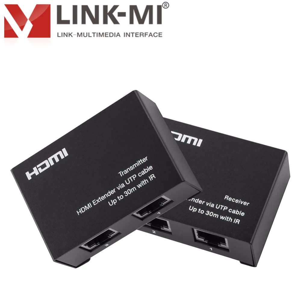 LINK-MI EX30 30 М 3D HDMI удлинитель передатчик и приемник HDMI сигнал 1080p до 30 м через двойной Cat5e/6 кабель с ИК-управлением