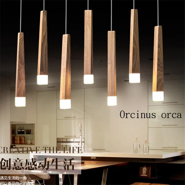 Art Chandelier Simple Restaurant Led Single Head Nordic Solid Wood Art Chandelier Simple Restaurant Led Single Head Nordic Solid Wood Rectangular Creative Postage Free