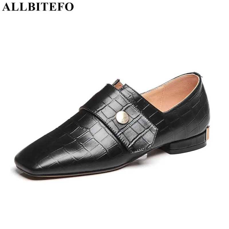 ALLBITEFO/высокого качества натуральная кожа с квадратным носком офисная Дамская обувь Обувь на высоком каблуке вечерние женская обувь удобная женская обувь