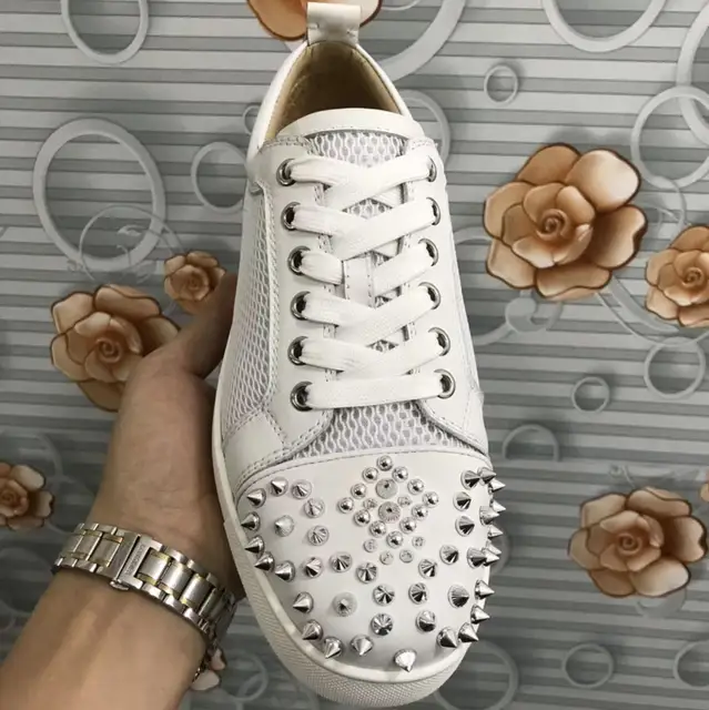2019 Low Cut cl andgz White Lace Up spikes Front Fashion
